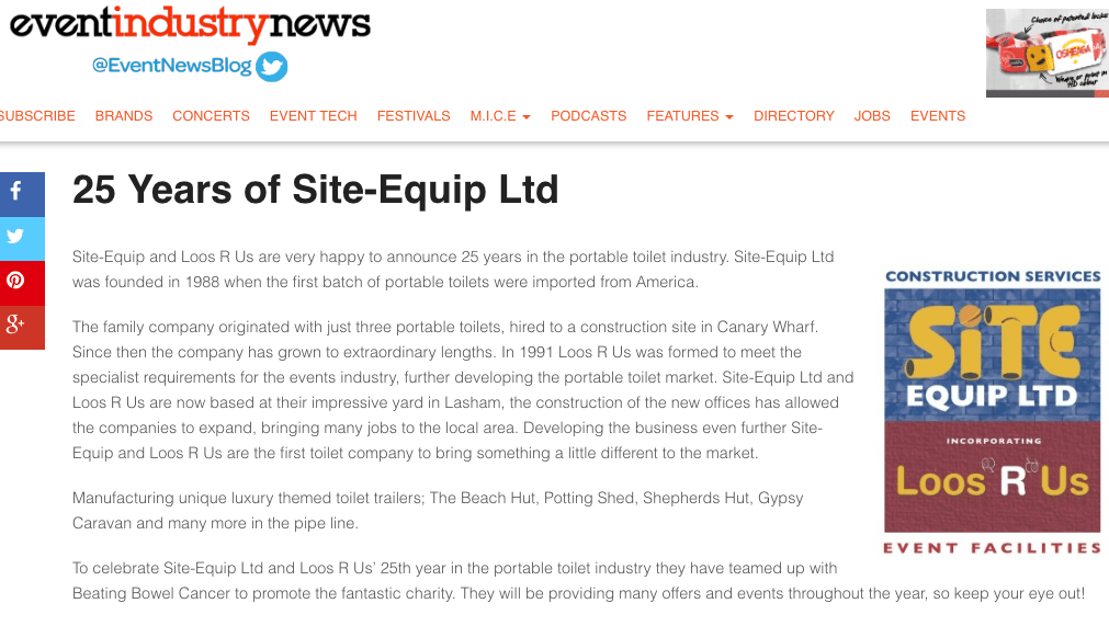 25 years of toilet hire